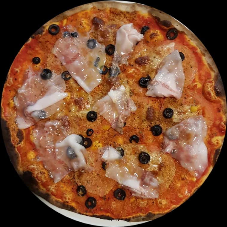 La tonda: prosciutto, funghi e olive